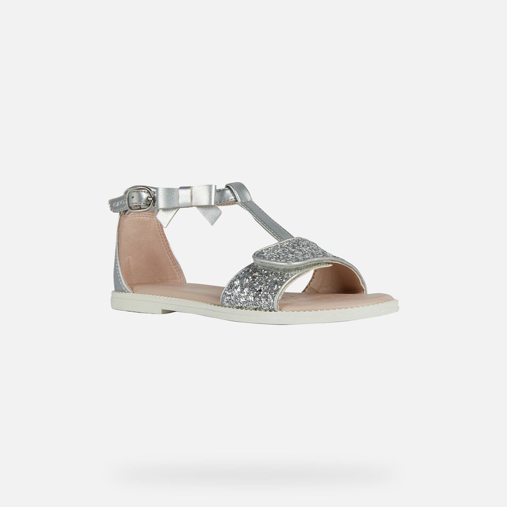 Geox Sandals Silver Karly - Geox Girls Shoes - XZQVTC634